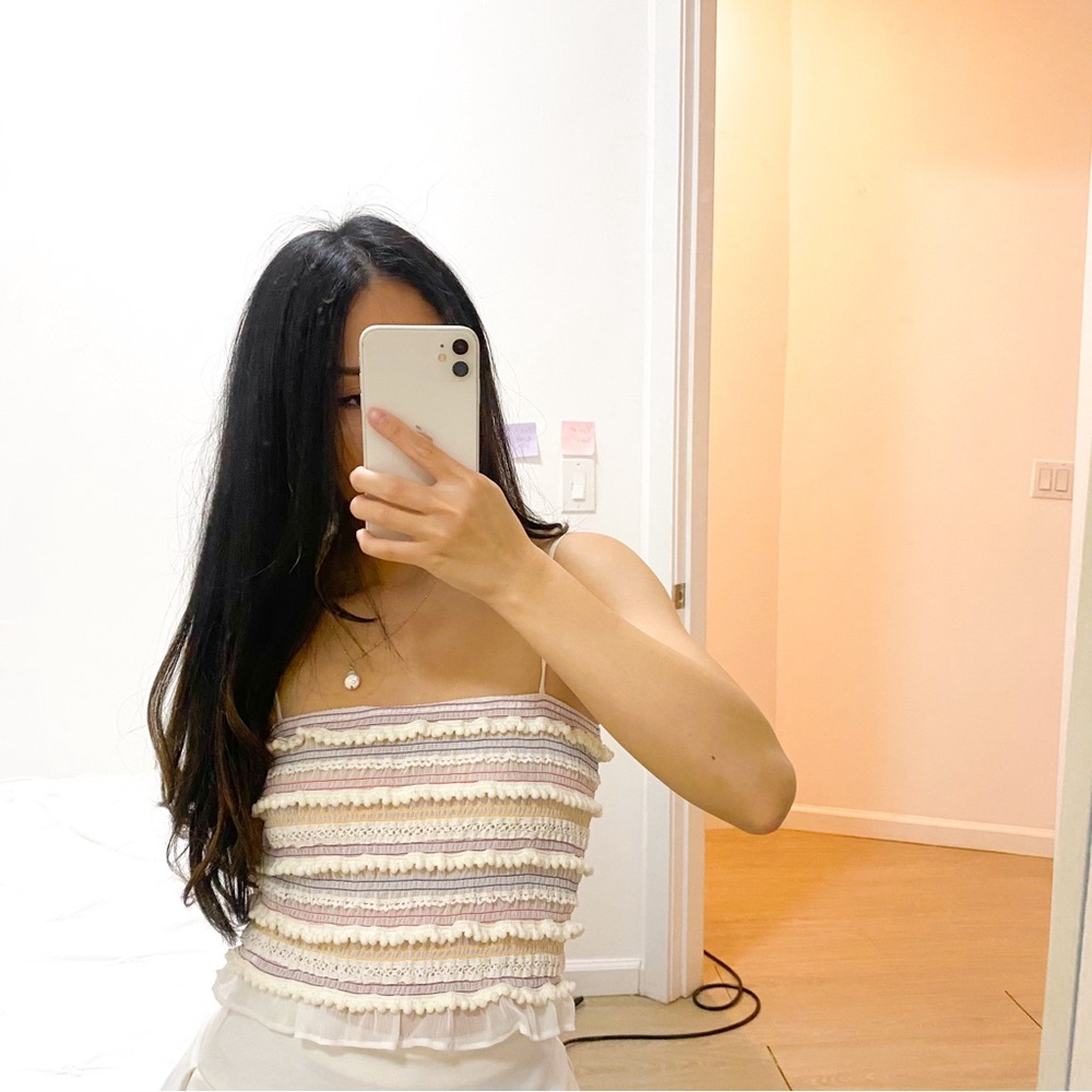 Forever21 Colorful Pom Pom Crop Top
